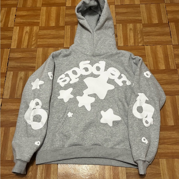 Gray Hoodie with White Star Design